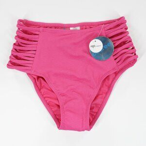 Decree Women High Rise Stretch Spaghetti Cords Cheeky Bikini Bottom Pink Size XS